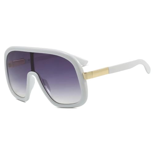 Verres de soleil de luxe surdimensionnés au style punk avec monture blanche