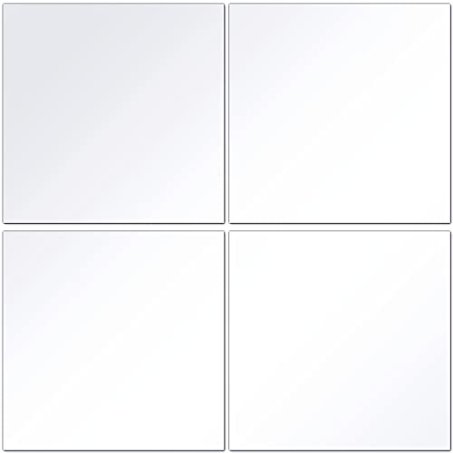 DH Lot de 4 miroirs autocollants 35 cm x 35 cm en verre pour dortoir, chambre, porte, salle de bain, douche, magasin et décoration de la maison