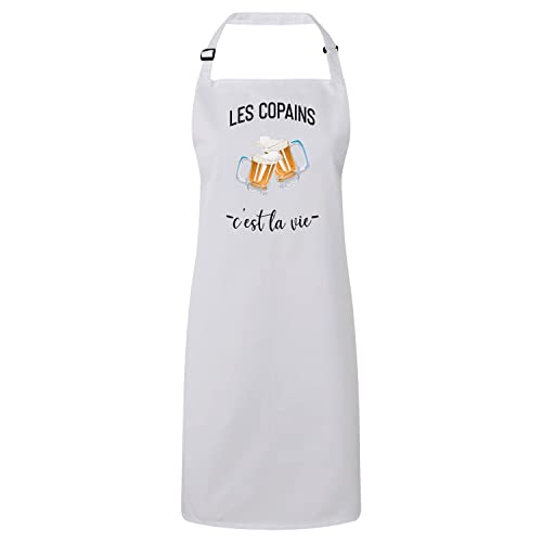 Tablier cuisine bavette homme et femme motif bière ajustable pour bistrot et maison