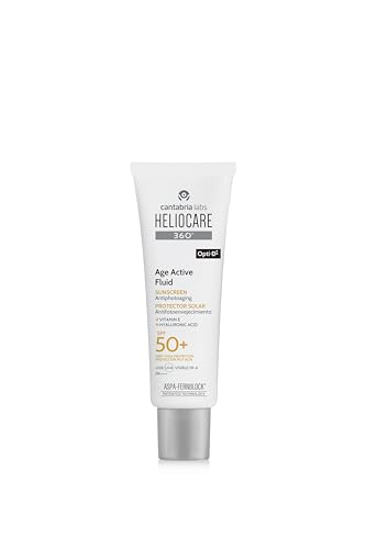 Heliocare 360º Age Active Fluid SPF 50 Sunscreen | Anti-Aging & Blue Light Protection | Reduces Fine Lines & Wrinkles | Ultra-Light, Invisible Finish | Water & Sweat Resistant | 50ml