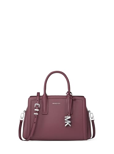 Michael Kors Laila Small Satchel, Silver-Tone Hardware/Embossed Goat Leather/Oxblood
