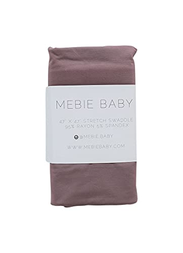 Image of Mebie Baby Plum Stretch Swaddle, Modern and Neutral Swaddle Blanket for Baby Girl or Boy, Soft Baby Blankets, Newborn Swaddle Blanket, 0-3 Month, Comfy Wrap, Baby Essentials & Gifts (47" x 47")
