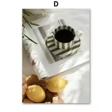 Toile tendue sur châssis ZHUOYA impression café et citron