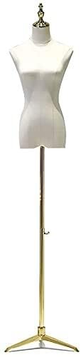 Female Mannequin Torso Body with Adjustable Tripod Stand, Headless & No Arms, Dress Form for Clothing Display (Golden, Size S)