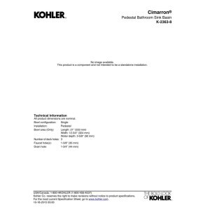 Lavabo KOHLER Cimarron rectangular blanco para encimera de baño con tres caños 5