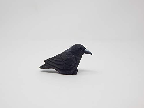 Selsela Raven Black Bird Crow Figurine Statue Sculpture Art Miniature Wood Carving Decor Small Animal #TOP5