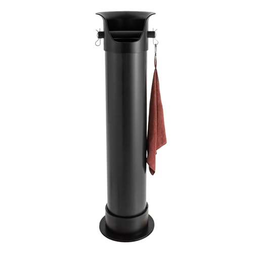 Knock Box for Espresso Coffee Grounds, Coffee Knock Box with Non-Slip Base & 2 Hooks, 18L Large Capacity Espresso Dump Bin, Commercial Floor Standing Knockbox for Kitchen, Coffee Shop, Bar (Black)