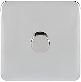 Schneider Electric Lisse Screwless Deco - Single Universal 2 Way Dimmer Light Switch, 400W/VA, GGBL6012CPCS, Polished Chrome