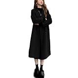 [YJSO] レディース チェスターコート コート アウター ロングコート ロングアウター トレンチコート チェスターアウター ロング丈 防寒 防風 暖かい シンプル くろい 大人 厚手 秋冬 オーバーサイズ オフィス 通学 通勤 ファッション XS