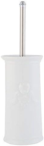 CHERUB ANGEL WINGS WHITE CERAMIC TOILET BRUSH HOLDER INCLUDING BRUSH