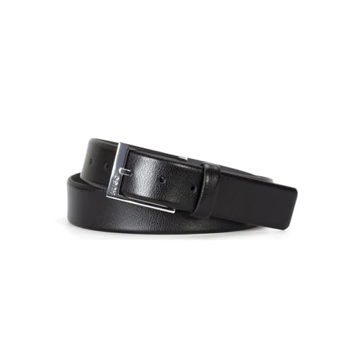 Image of HUGO Men's Gellot Grainy Leather Dress Belt, Dark Black, 34
