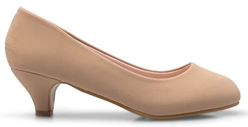 Image of Olivia K Women's Classic Closed Toe Kitten Heel Pumps | Dress, Work, Party Low Heeled