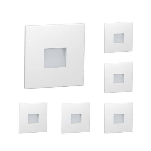 ledscom.de 6 LED Staircase Light/recessed wall Light FOW for Indoors and Outdoors Downlight, Angular, 85 x 85mm, Cool White
