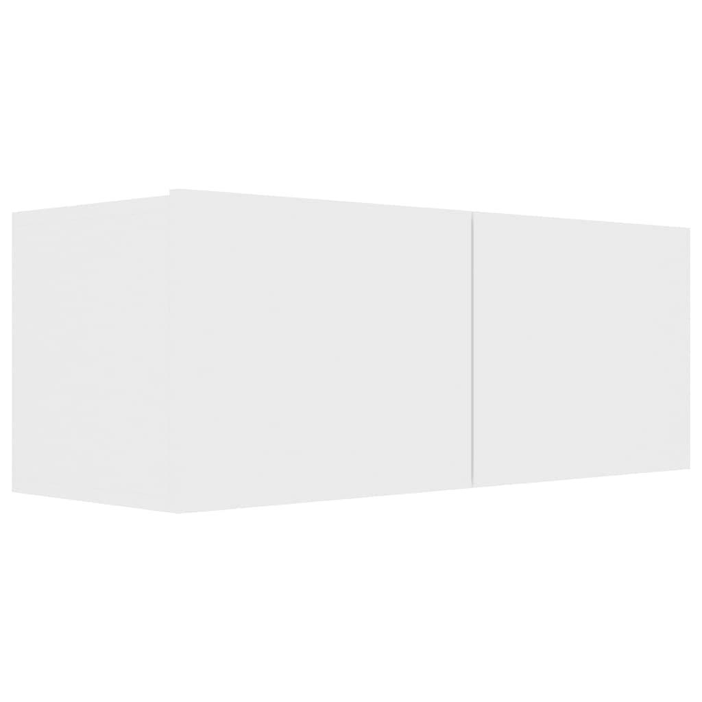 5-TLG. TV-Schrank-Set, Weiß, Holzwerkstoff, Wandmontage, Modernes Media-Center für Wohnzimmer, Schlafzimmer, Viel Stauraum