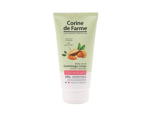 Corine de Farme, Gommage Corps aux Coques d'Amande 150ml - Exfoliant Doux pour Tous Types de Peau, Parfum Vanille et Jasmin, Texture Fondante, Effet Peau Neuve Immédiat
