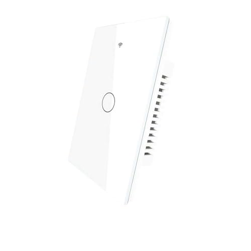 Interruttore Touch da Parete WiFi 2.4G + BLE + RF 433MHz, Vetro Temperato Bianco, 1 Tasto, 120X72X38mm Per Scatola 503 Italiano, App TUYA Smart Life