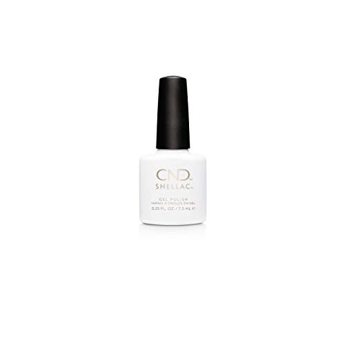 CND Shellac Gel Nail Polish, Long-lasting Color Coating NailPaint with Curve-hugging Brush, Cr me Opaque Finish in White/Natural, Cream Puff, 0.25 fl oz