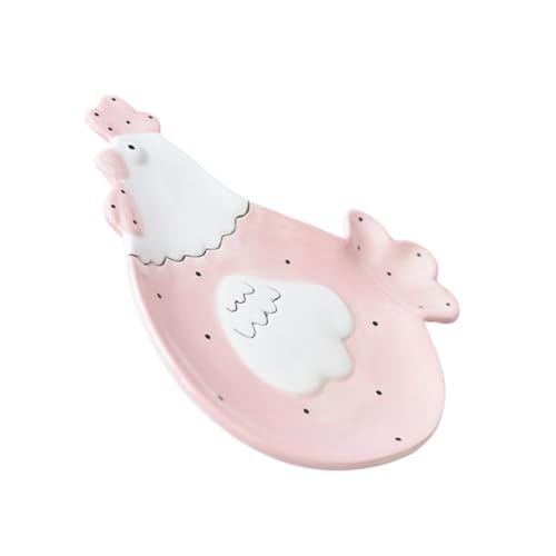 Hemobllo Assiette Céramique Forme de Poule Rose Plateau Délicat pour Bonbons Gâteaux et Biscuits Service Créatif pour Famille et Restaurant