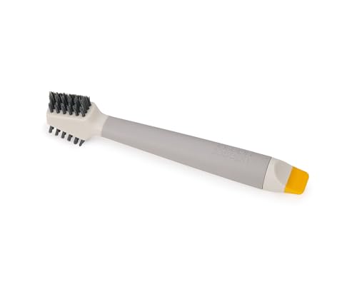 Joseph Joseph CleanTech 3-in-1 Detail Cleaning Brush, Flat and V-Shaped Bristles for Every Household Surface, Kitchen, Bathroom Grout, and Nylon Scraper tip