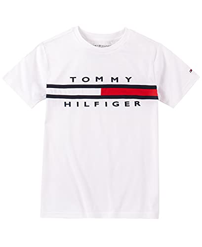 Tommy hilfiger big boy's flag t-shirt shirt, white, small (8/10)…