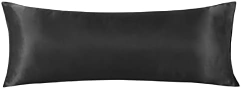 LCBD Satin Body Pillow Case for Hair and Skin, Black Silk Satin Body Pillow Case Cover, 20x54 Body Cooling Pillow Cover with Envelope Closure