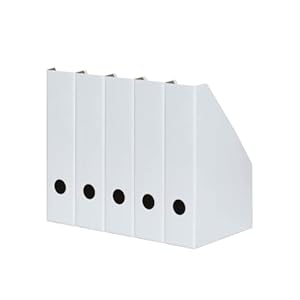 Landré Lot de 5 porte-revues A4 en carton solide de 7 cm de large, blanc