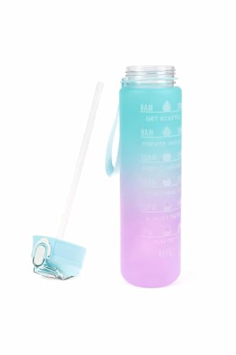 Image of 900ml Motivation Water Bottle with Time Marker | Leakproof Flip Lid | BPA Free Sports Water Bottle for Gym, Office, School & Travel [ Multicolor Pack of 1 ]
