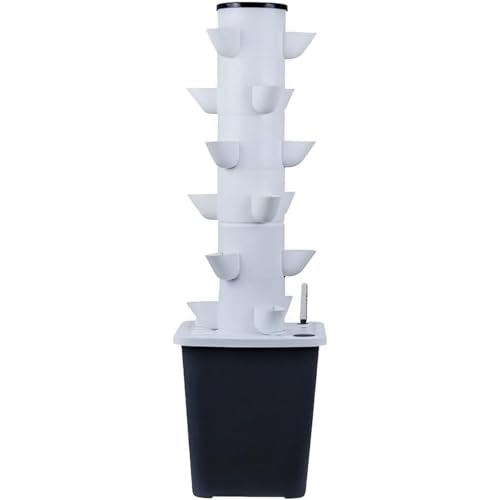 ULOVEJOY 水耕栽培キット 水耕タワーガーデン、垂直ガーデンプランター水耕タワー、水和ポンプ、アダプター、ネットポット、タイマー付き、ハーブ、果物、野菜用 (5ホール、6レイヤー)