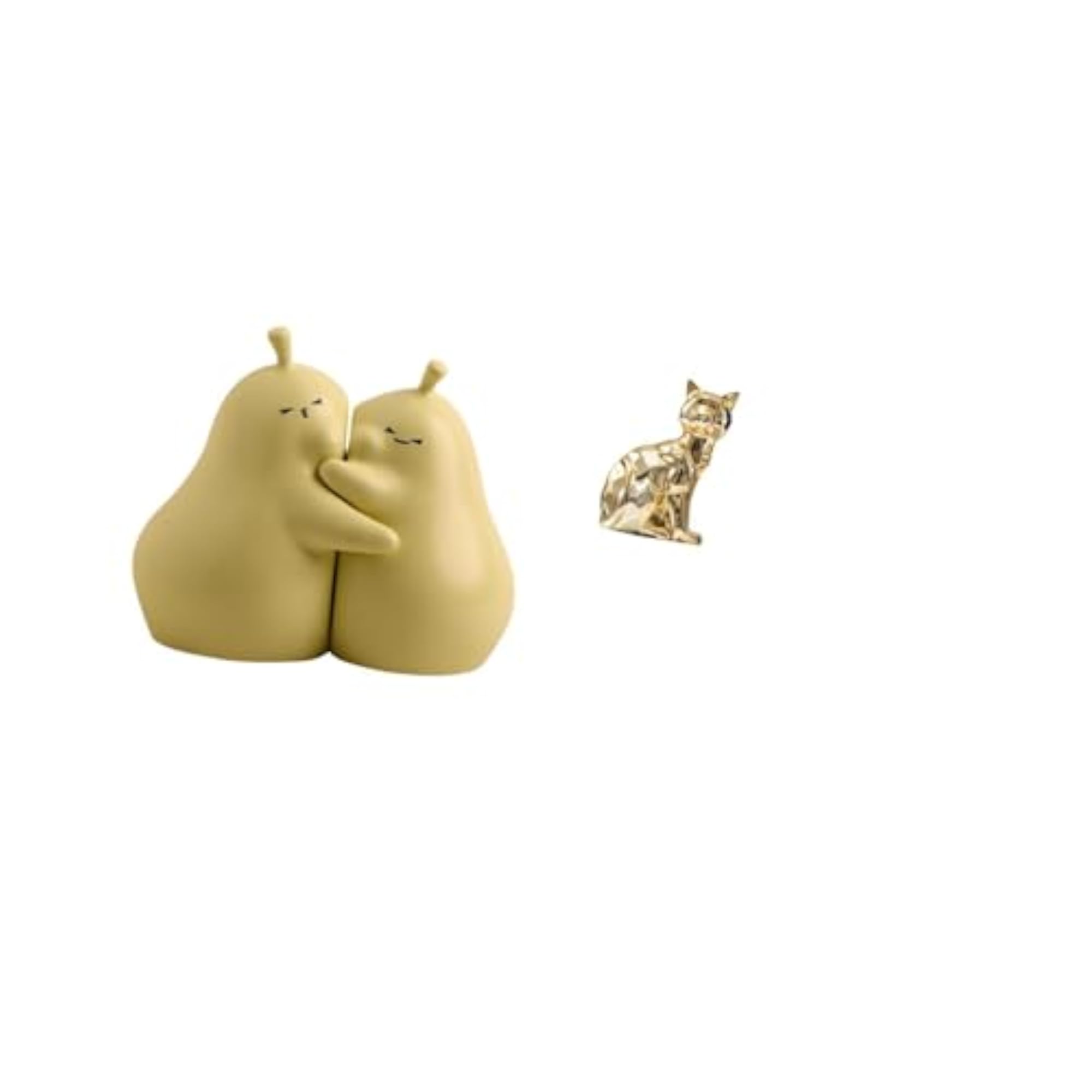 Hugging Pear Book Stand Ceramic Bookend, Cat Statue