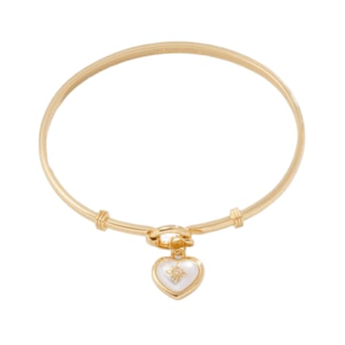 Alex and Ani Pearl Heart + Crystal Charm Clip Bangle