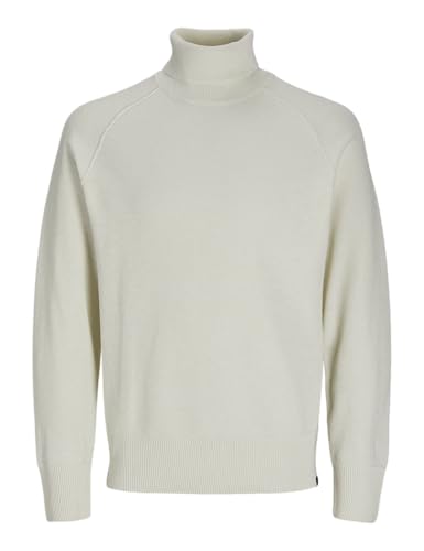 JACK&JONES Herren JCOMASON Knit ROLL Neck Strickpullover, Cloud Dancer/Detail:Cyclo 002, X-Large