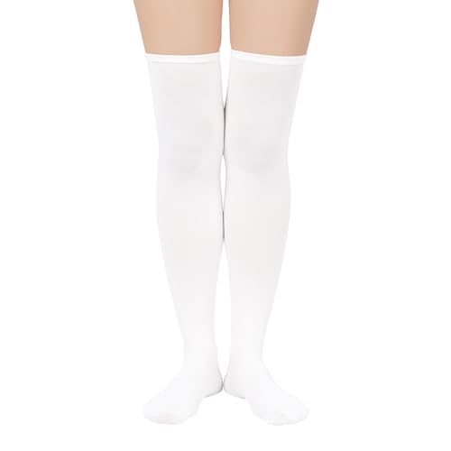 Image of Zando 3 Pairs Thigh High Socks for Women White & Black & Grey