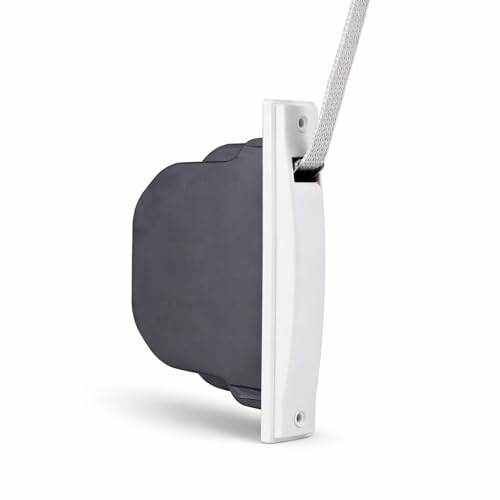 TELKES Recogedor Persiana Empotrado Blanco con Cinta 18 mm x 5 m Carrete Cuerda Enrrollable Mecanismo de Muelle Interior Sistema Polea Rollo Tirador Recambio de Cajetin (Blanco, Cinta 18 mm)