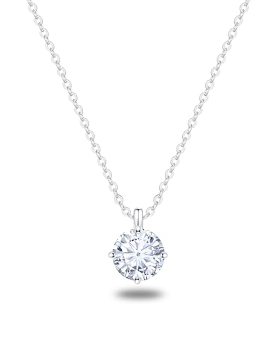 2.0 Carat CZ Diamond Necklace for Women, Dainty Jewelry Gifts for Her, Minimalism Style Jewelry for Everyday Wear