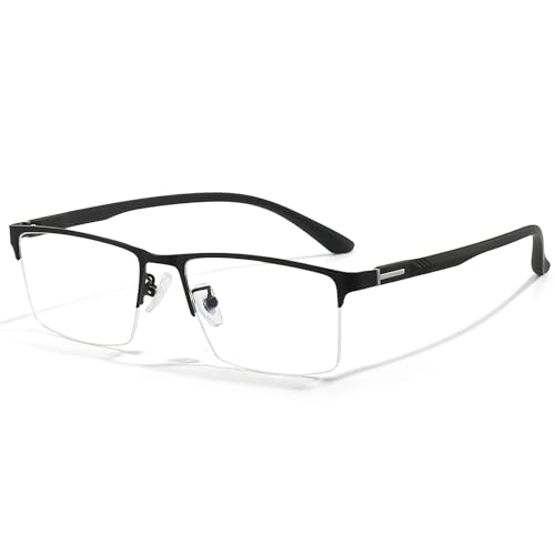 Image of ANRRI Blue Light Glasses Men Semi Rimless Glasses Fake Glasses Lightweight Metal Frame Computer Gaming UV Blocking Eyewear