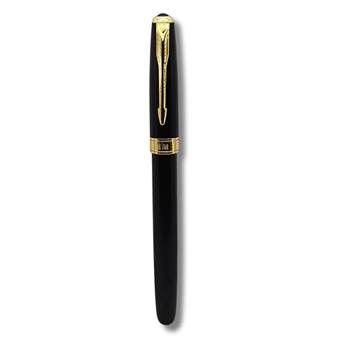 Image of Venti Gold Trim Roller Ball Pen| Black Body Color | Ink Color - Blue | Novel Gifts For Professionals | Premium Pens For Personal & Professional Use (831, Ball Point-Blue)
