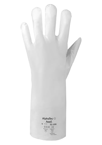 Ansell AlphaTec 02-100 Chemical Protection Gloves - Size 9, White, (Case of 72)