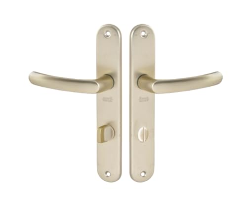 Vachette Set de Poignée de Porte sur Grande Plaque - Version à Condamnation Portes WC/SDB, Entraxe 195mm - Système de Pose Facile - en Aluminium Résistant...