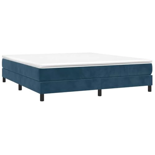 vidaXL Boxspringbettgestell, Polsterbett Bett für Schlafzimmer, Bettrahmen mit Lattenrost Stützbeinen, Schlafzimmerbett Doppelbett, Dunkelblau 180x200cm Samt