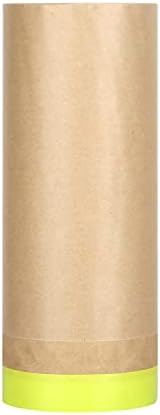Paint Masking Paper with Adhesive - 12 Inch x 50 Feet Painters Paper Roll, Tape and Drape for Painting, Floor Protection, Auto Body Masking, Wall Covering (1 Roll)
