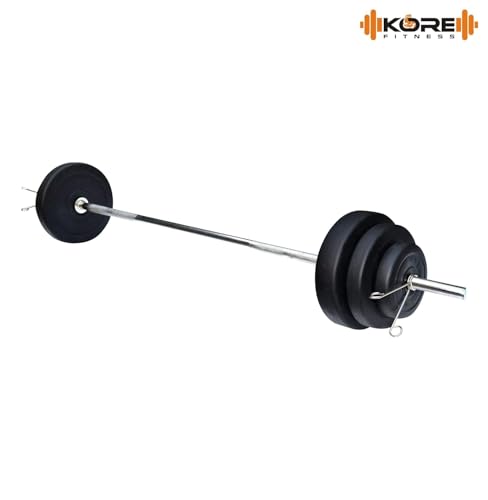 Image of Kore PVC 10 Kg Home Gym Set with One 3 Ft Straight Rod and One Pair Dumbbell Rods, Multicolour