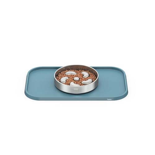 Feedoo Pet Feeding Mat [Warped Resistant Raised Edge], Water-Proof Silicone Placement for Food Water Bowls, Anti-Slip Base Protect Floor, BPA-Free&Dishwasher-Safe [18.5x11.5inch Small, Blue] by Feedoo - Used condition - Image 7