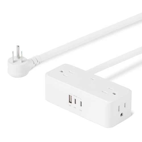 Amazon Basics Power Strip with 4 AC Outlets 20W USB C Fast Charging 2 USB C 1 USB A Port 5 ft Extension Cord Home Office Travel TUV Listed