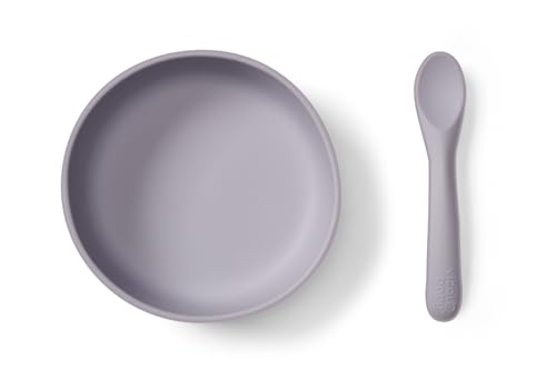 Vital Baby Nourish Silicone Suction Bowl Set - Mess-Free Weaning | Strong Suction Pad | Scooped Bowl and Chunky Spoon | BPA-Free | Easy to Clean | Suitable from 4 Months+ | Dusky Mauve