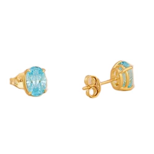 Puces d'oreilles aigue-marine contre les allergies, en argent 925 et or