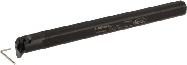 Hertel Indexable Boring Bar, A16MDUNR3, 1" Shank Diameter, 1.3" Min Bore, Right Hand, -3° Lead Angle, Steel, 12" OAL, Through Coolant