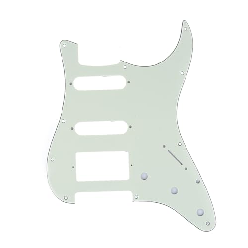 Musiclily Pro 11-Hole Modern Style Strat HSS Pickguard for American Stratocaster Guitar 3Ply Mint Green