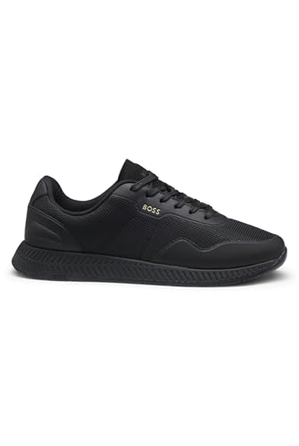 Image of BOSS Mens Titanium Runn TTNM mesh Trainers with Smooth Trims Size 9 Black