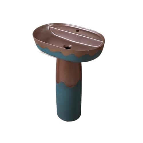 Lavabo sur colonne Lavabo sur pied en céramique avec robinet et kit de vidange