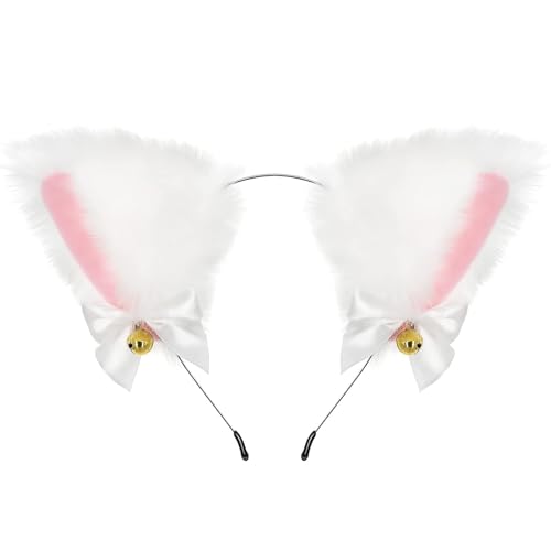 TOPPROSPER Fox Cat Ears Anime Cosplay - Animal Wolf Headwear, Halloween Headband,Headpiece Costume Accessories with Bells (white) (B0D9NTFDWT) Amazon Price History, Amazon Price Tracker